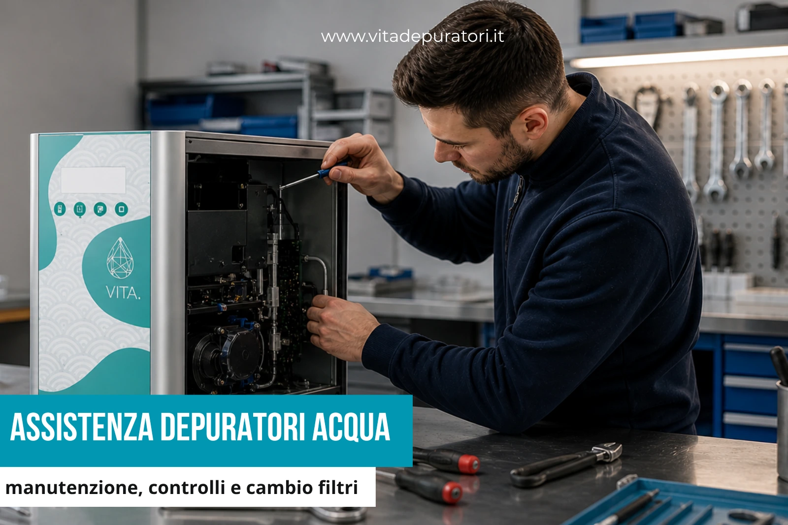 Depuratore acqua per casa: cucina moderna con installazione sottolavello e rubinetto dedicato