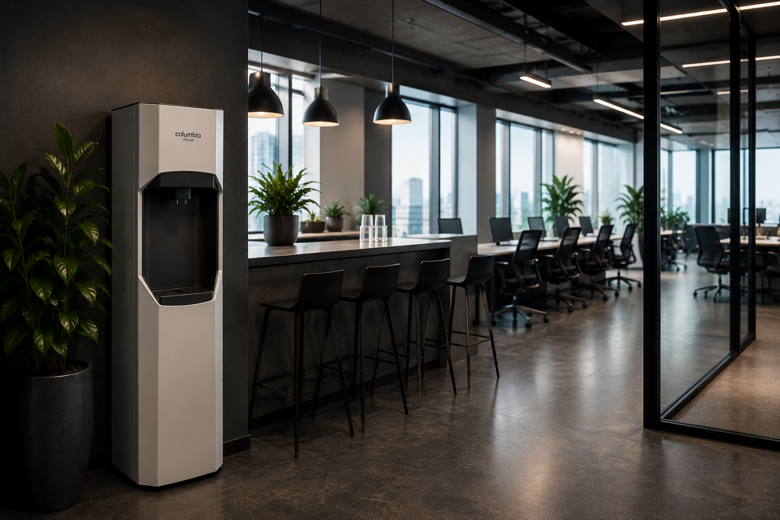 Erogatore acqua professionale per uffici e aziende in ambiente moderno con soluzione Vita Depuratori Torino